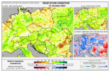 Dopady na vegetaci - Evropa - 13. červenec 2024