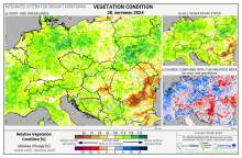 Dopady na vegetaci - Evropa - 28. červenec 2024